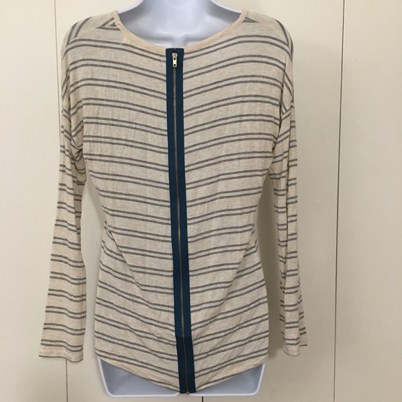 Pink Rose S long sleeve grey stripe zip back top - Picture 4 of 7